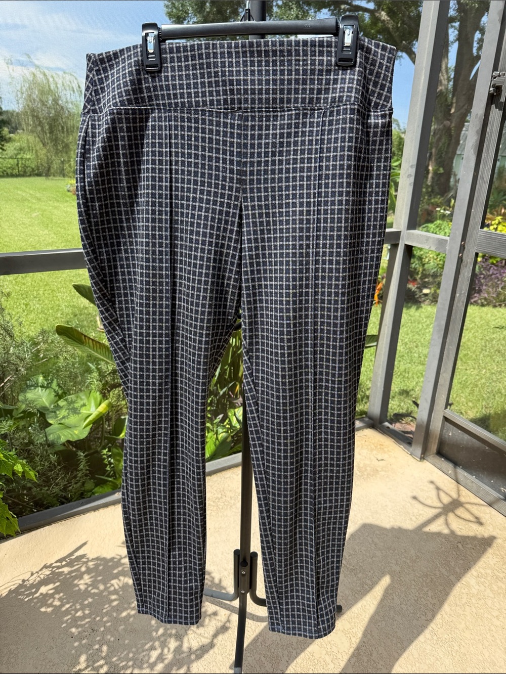 Apt. 9 black/navy and gray Windowpane Slim pull on Trousers